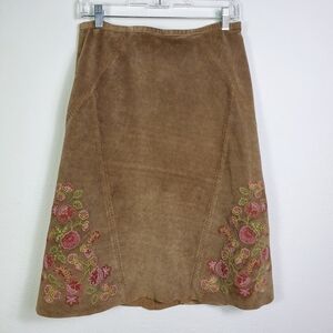J.JILL LEATHER/SUEDE EMBROIDERED SKIRT